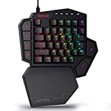 Redragon K585 DITI One-Handed RGB Mechanical Gaming Keyboard, Type-C Professional Gaming Keypad with 7 Onboard Macro Keys, Detachable Wrist Rest, 42 Keys (Black, Blue Switch)
