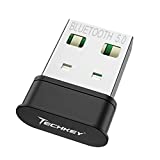Blue Tooth Adapter for PC，Techkey USB Mini Blue Tooth 5.0 EDR Dongle for Computer Desktop Wireless Transfer for Laptop Blue Tooth Headphones Headset Speakers Keyboard Mouse Printer Windows 11-7