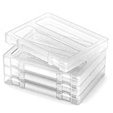Denkee 4 Pack Large Thick Durable Portable Project Case for 8.5' x 11' Letter A4 File Paper, Plastic Scrapbook Paper Storage Box with Handle, Documents Magazines Paper Protector, Office Supplies File Storage Case (13.98 x 10.63 x 1.57 in)