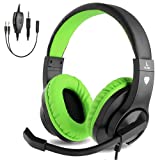 BlueFire Kids Headphones for Online School, Children, Teens, Boys, Girls, 3.5mm Stereo Over-Ear Gaming Headphone with Microphone and Volume Control Compatible with PS4, PS5, New Xbox One（Green）