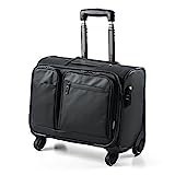 SANWA Rolling Laptop Bag with Lock, Water Resistant, Overnight Computer Briefcase on Wheels, Business & Travel Carry On Bag with Telescoping Handle, Compatible with 14-inch PC, MacBook, for Men Women
