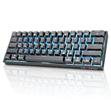 Wireless Bluetooth Mechanical Keyboard, Velocifire M1 TKL61WS 61-Key 60% Tactile Red Switch Mini Portable Mechanical Keyboard with Ice Blue Backlit, Compatible with Mac OS and Windows OS(Black)