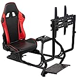 VIVO Racing Simulator Cockpit with TV Mount, Wheel Stand, Gear Mount, Chair and Frame Only, Fits Logitech, Thrustmaster, Fanatec, Compatible with Xbox One, Playstation, VESA 400x400, STAND-KIT-RACE1B