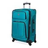 SwissGear Sion Softside Expandable Luggage, Teal, Checked-Medium 25-Inch