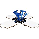 VEVOR Screen Printing Machine 17.7x21.7Inch Screen Printing Press 4 Color 4 Station Silk Screen Printing for T-Shirt DIY Printing Removable Palle