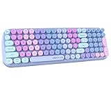 UBOTIE Colorful Bluetooth 100Keys Keyboards, Wireless Compact Rainbow Gradual Colors Retro Typewriter Flexible Keyboard for Tablet, Cellphones, PC