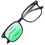 Gaoye Progressive Multifocal Reading Glasses Blue Light Blocking for Women Men,No Line Multifocus Readers with Spring Hinge (Light Black, 100)
