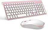 Wireless Keyboard Mouse Combo, J JOYACCESS 2.4G USB Compact and Slim Wireless Keyboard and Mouse Combo for PC, Laptop,Tablet,Computer Windows-Rose Gold