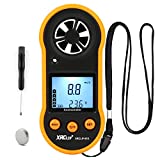 Digital Wind Speed Meter Anemometer Handhled Wind Gauges Air Flow Velocity Meter for Measuring Wind Chill Temperature Speed, Wind Meter Thermometer Gauge for Shooting Windsurfing Fishing Hunting