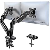 HUANUO Dual Monitor Stand, Adjustable Spring Monitor Desk Mount Swivel Vesa Bracket with C Clamp/Grommet Mounting Base for 13 to 27 Inch Computer Screens, Each Arm Holds 4.4 to 14.3lbs