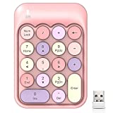 Wireless Numeric Keypad 18 Keys with 2.4G Mini Portable Silent Number Pad USB Receiver Financial Accounting Keyboard Extensions for Laptop Desktop PC Pro（Pink Mix）