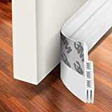 Holikme Door Draft Stopper Under Door Draft Blocker Insulator Door Sweep Weather Stripping Noise Stopper Strong Adhesive White 39' Length,White