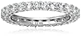 Amazon Essentials Platinum Plated Sterling Silver Round Cut Cubic Zirconia All-Around Band Ring (2.5mm), Size 8