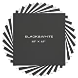HTV Heat Transfer Vinyl Bundle Black and White 16 Sheets 12'x12' Iron on Vinyl Suitable for T-Shirts Athletic Fabrics,Iron On Vinyl for Cricut,Silhouette Cameo and Heat Press Machine