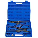 HILTEX 02016 16' Large Snap Ring Plier Set | 2 Pc | External & Internal Pliers | Fitted Straight, 45° and 90° Tip Attachments | Heavy Duty Snap Ring Pliers | Stub Shaft Snap Rings & Circlip Remover