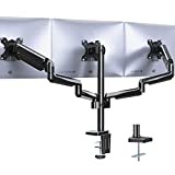 WALI Triple Monitor Mount, 3 Monitor Stand Desk Mount with Premium Gas Spring Arm for Screens up to 27 inch, VESA 75x75 or 100x100 mm (GSDM003), Black