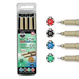 G.T. Luscombe Company, Inc. Pigma Micron 01 Fine Point Bible Note Pen Kit | No Bleed Pigmented Ink | Bible Safe | No Smearing or Fading | Black, Blue, Green, Red (Set of 4) | New Packaging |