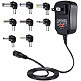 SoulBay 15W Universal AC Adapter 3V 4.5V 5V 6V 7.5V 9V 1500mA 12V 1250mA DC Switching Power Supply for CCTV Security IP Camera Keyboard Speaker Router Household Electronics, 12W Compatible
