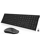 Arteck 2.4G Wireless Keyboard and Mouse Combo Stainless Steel Ultra Slim Full Size Keyboard Keyboard and Ergonomic Mice for Computer Desktop PC Laptop and Windows 11/10/8 Build in Rechargeable Battery