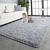 TWINNIS Super Soft Shaggy Rugs Fluffy Carpets, 5x8 Feet, Indoor Modern Plush Area Rugs for Living Room Bedroom Kids Room Nursery Home Decor, Upgrade Anti-Skid Durable Rectangular Fuzzy Rug, Grey