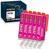 DOREINK Compatible 251 251XL 251 XL CLI-251XL CLI 251 Magenta Ink Cartridges for Canon PIXMA MX922 MG7520 MG5520 MG6620 IP8720 MG5420 MG6320 Printer (5 Magenta, 5 Pack)