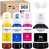 Printers Jack Compatible 502 T502 Refill Ink Bottles Replacement for EcoTank ET-2750 ET-3750 ET-4750 ET-2760 ET-3760 ET-4760 ET-2700 ET-3700 ET-3710 ET-15000 ST-2000 ST-3000 ST-4000 Printer