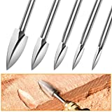 Wood Carving Tools, 5 PCS HSS Engraving Drill Bit Set Wood Crafts Grinding Woodworking Tool 1/8” Shank Universal Fitment for Rotary Tools