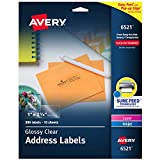 Avery 6521 Glossy Crystal Clear Address Labels for Laser & Inkjet Printers, 1' x 2-5/8', 300 Labels