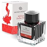 Dryden Designs Ink Bottle for Fountain Pen | Luxury Edition, Smooth Flow, Compact Designed 50ml Million Dollar Red