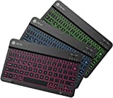 Bluetooth Keyboard, iClever BK04 Ultra-Slim Portable Wireless Tablet Keyboard, 7-Colors Backlit Keyboard for iOS, Android, Mac OS and Windows