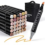 CeleMoon 36 Skin Tone Colors Dual Tip Alcohol Markers Pens, Fine and Broad Chisel, Sketch Art Marker, Permanent for Coloring, Drawing, Portrait Illustration, Mid-tone Skin Tone and Hair Shades