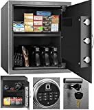 Security Biometric Safe Box, Steel Lock Box hand Gun Safe with Fingerprint Keypad Access - Perfect for Home/Office/Hotel, Secure Pistols, Documents, Jewelry, Valuables - 13.75 x 13 x 15 Inches