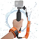 Action Camera Non-Slip Handler Floating Hand Grip Holder Mount + Steel-cored Safety Wrist Strap for GoPro Sony Insta360 Olympus Akaso Underwater Camcorder Diving Surfing Snorkeling Rafting Kayak Scuba