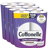 Cottonelle Ultra Comfort Toilet Paper with Cushiony CleaningRipples Texture, 24 Family Mega Rolls (24 Family Mega Rolls = 108 regular rolls) (4 Packs of 6 Rolls) 325 Sheets per Roll