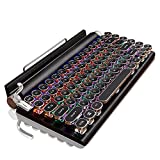 7KEYS Retro Typewriter Keyboard, Electric Typewriter Vintage with Upgraded Mechanical Bluetooth 5.0, Multi Devices Connection Classical, Punk Round Keys for Desktop PC/Laptop Mac/Phone