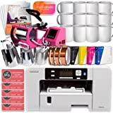 Sawgrass UHD Virtuoso SG500 Sublimation Printer Starter Bundle with Inks, Pink 4-in-1 Heat Pres, Sublimation Paper, Tape, Blanks, Designs, Exclusive Content