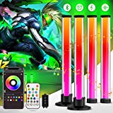 Blemoacha 4 Pcs RGB Smart Light Bars,LED Lights with 255 Modes,Bluetooth Voice Control Color Light Bar,Music Gaming Light Backlights Bar for Pc/Tv/Room