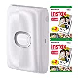 Fujifilm Instax Mini Link Smartphone Printer (Ash White) + Fuji Instax Mini Film (40 Sheets) - Instax Mini Link Printer Bundle