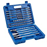 RVIQI 17 PCS Hammer Drill Bits and Chisels Set, SDS Plus Shank Connection Concrete Masonry Hole Tool including Carbide Rotary Drill Bits, Pointed and Flat Chisels, Hard Storage Case