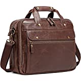 Leather Briefcases for Men Computer Bag Laptop Bag Waterproof Retro Business Travel Messenger Bag For Men Large 15.6 Inch,Perfect for Daily Use/Christmas (Brown)