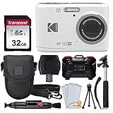 Kodak PIXPRO FZ45 Digital Camera + 32GB Memory Card + Point and Shoot Camera Case + Extendable Monopod + Lens Cleaning Pen + LCD Screen Protectors + Table Top Tripod – Ultimate Bundle (White)