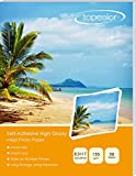 Glossy Photo Paper 8.5 x 11 Inch Sticker Photo Quality Paper 50 Sheets Sticky Paper for Inkjet Printers Pictures Printable Adhesive Paper White, 135 Gsm