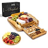 SMIRLY Bamboo Cheese Board and Knife Set: Large Charcuterie Boards Set & Cheese Platter - Unique House Warming Gifts, New Home, Anniversary & Wedding Gifts for Couple, Bridal Shower Gift for Women