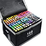 168 Colors Alcohol Markers Dual Tips Permanent Art Markers Pen for Kids & Adult, Alcohol-Based Highlighter Pen Sketch Markers for Painting, Coloring, Sketching and Drawing