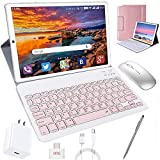 DUODUOGO Tablet 10.1in, Android 10.0 Pie Tablets with Wireless Keyboard Case & Mouse, 4GB RAM 64GB ROM, Quad Core, Google GMS Certified, IPS HD Display, 8MP Dual Camera, Dual SIM, 8000mAh, WiFi-Gold