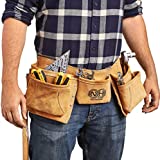 Nut Hugger Mens 12-Pocket Suede Leather Tool Belt and Work Apron - 2 Hammer Loops and Adjustable Waist Belt - For Woodworkers, Framers, Contractors, Plumbers, Welders Contractors on Construction Sites