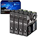 Uniwork Remanufactured Ink Cartridge Replacement for Epson 252XL 252 XL T252XL use for Workforce WF-3640 WF-3620 WF-7110 WF-7710 WF-7720 WF-7620 Printer Tray (4 Black)