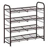 SONGMICS Stackable Shoe Rack, 4-Tier Shoe Rack Storage Organizer, Hold up to 16 Pairs, Steel, 27 x 10.8 x 25.6 Inches, for High Heels, Trainers, Slippers, in The Entryway, Closet, Bronze ULMR067A01