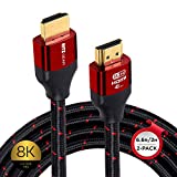 8K HDMI 2.1 Cable 6.6 ft. [2 Pack] by RitzGear. 48 Gbps Ultra High Speed Braided Nylon Cord & Gold Connectors - 8K@60Hz UHD Video/4K@120Hz/4K@60Hz/2K/1080P. Compatible with UHD TV/Monitor/PC/PS5/Xbox