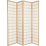 GTU Furniture Japanese Style 4 Panels Wood Shoji Room Divider Screen Oriental for Home/Office (Natural)